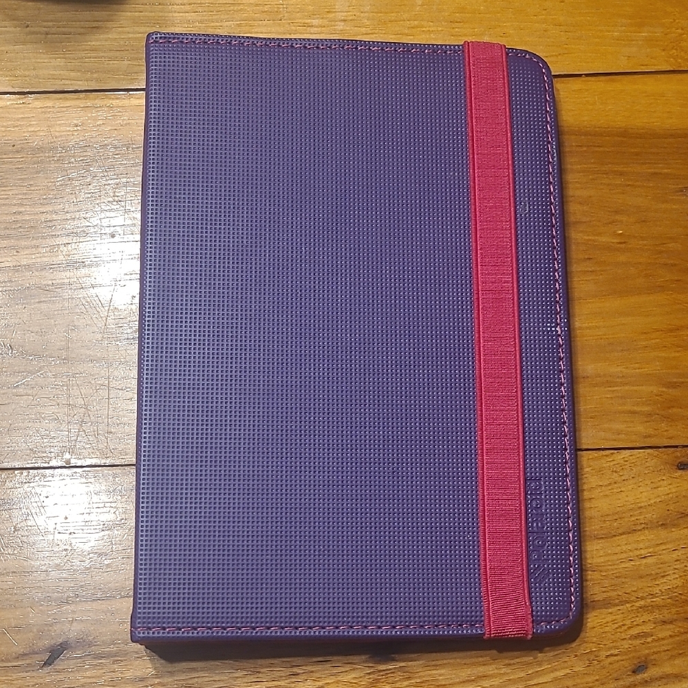 Purple Tablet Folio Case with Pink Elastic Band